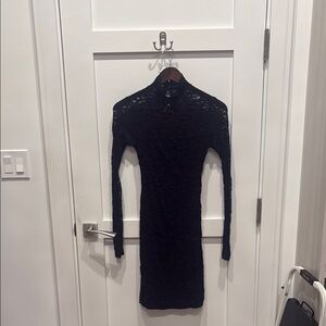 Moda International Black Ribbed Mock Neck Dress